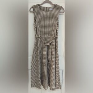 Calvin Klein Brown Gingham Sleeveless Flare Dress